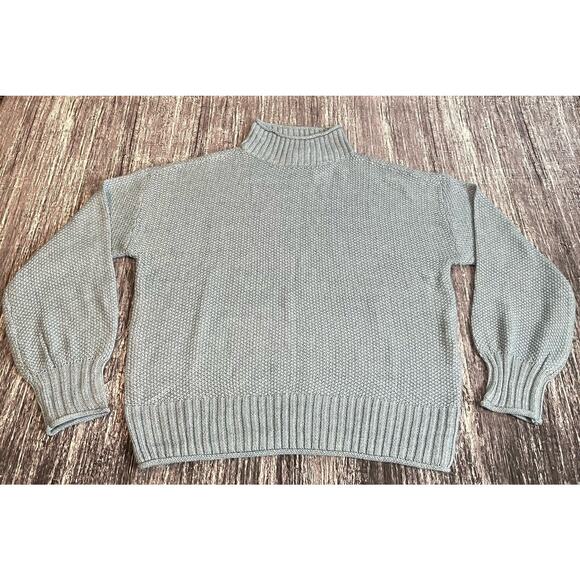 Nine West Womens Knitted Sweater Pullover Gray Size L Long Sleeve Turtleneck - Picture 2 of 7